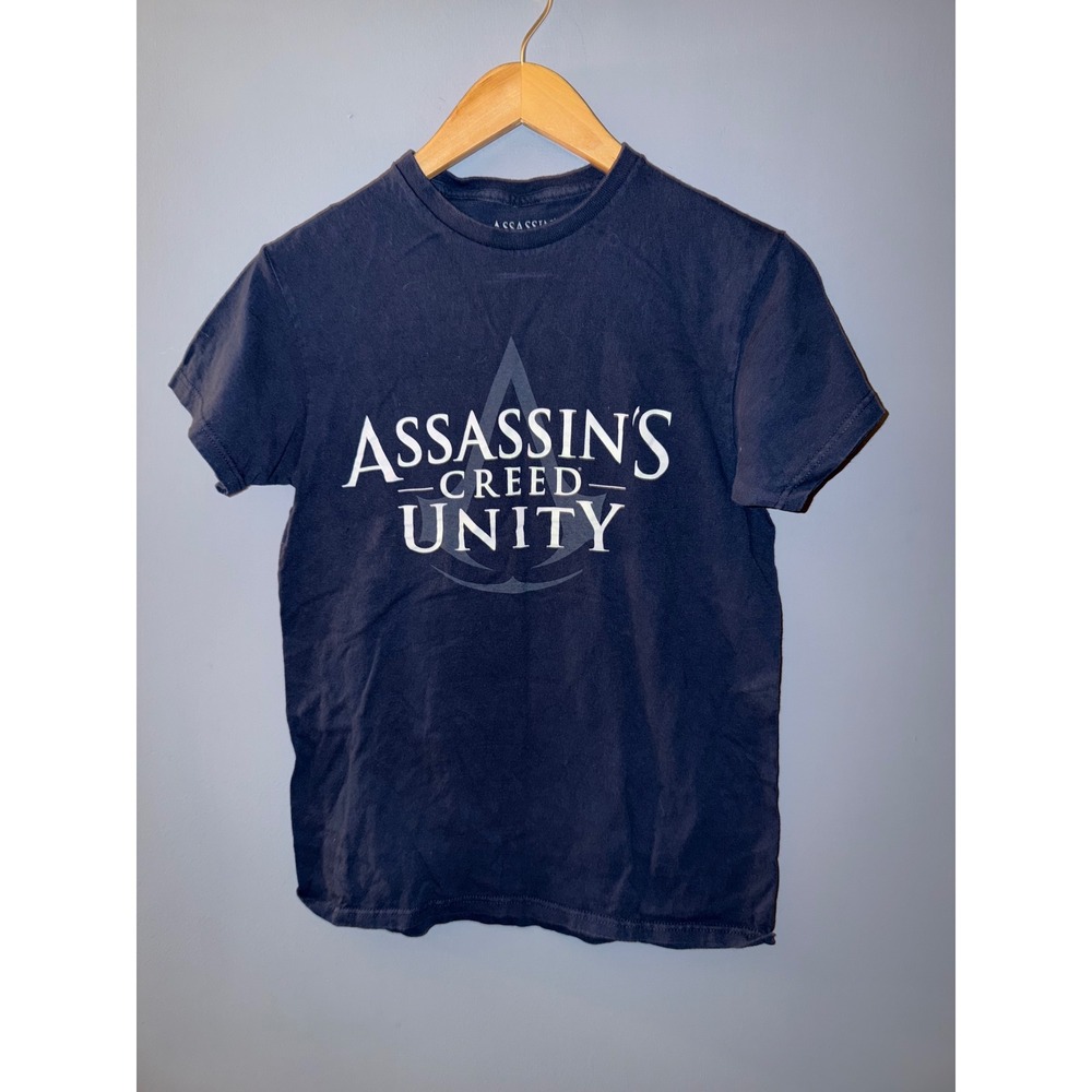 Assassins Creed Unity T Shirt Mens Small Navy Blue Ubisoft Video Game‎ Promo Tee